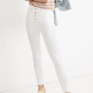 Madewell High Rise Skinny Jeans White Button Fly Tall